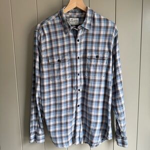 Lucky Brand Men's Long-Sleeved Button-Down Shirt Size L Blue Gray Plaid